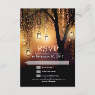 Mason Jars String Lights Elegant RSVP card