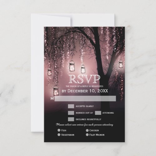 Mason Jars String Lights Elegant RSVP card