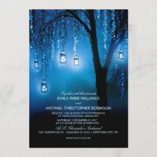 Mason Jars String Lights Elegant Rustic Wedding Invitation