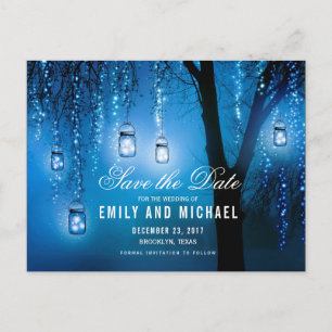 Mason Jars String Lights Elegant save the date Announcement Postcard