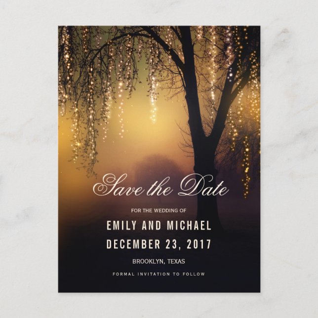 Mason Jars String Lights Elegant save the date Announcement Postcard (Front)