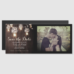Mason Jars String Lights save the date photo card