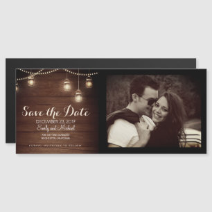Mason Jars String Lights save the date photo card