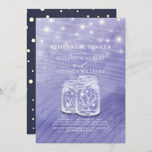 Mason Jars String Lights Wedding Rehearsal Dinner  Invitation