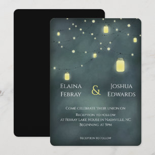 Mason Jars Summer Night Wedding Invitation