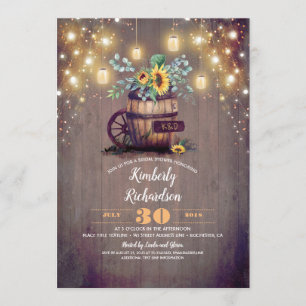 Mason Jars Sunflower Rustic Fall Bridal Shower Invitation