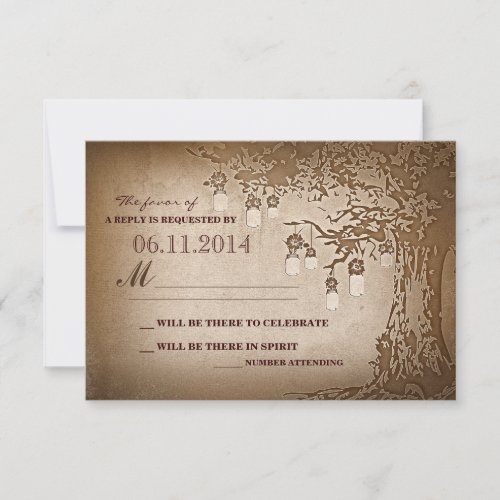mason jars tree rustic wedding rsvp cards