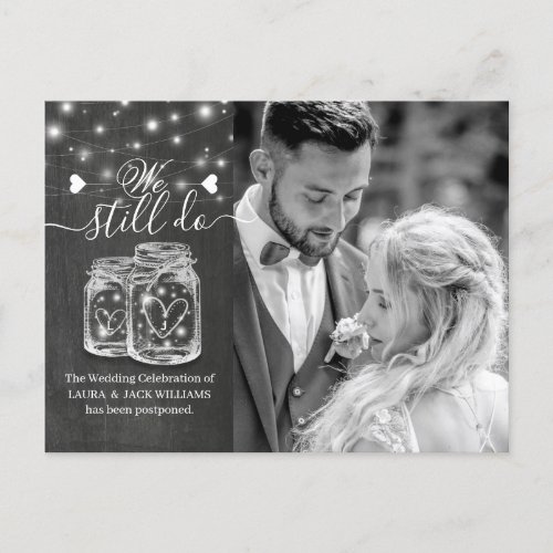 Mason Jars Wedding Postponement We Still Do Photo Announcement Postcard