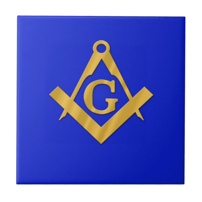 Mason - Masonic Blue Ceramic Tile (Front)