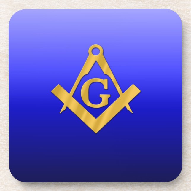 Mason Masonic with Gradient Blue Drink Coaster (Front)