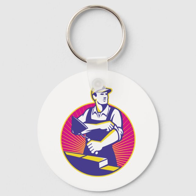 Mason Masonry Construction Worker Trowel Keychain (Front)
