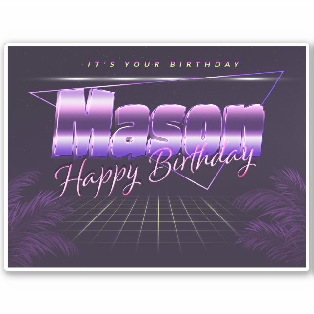 Mason Name First name lila retro Sticker Birthday (Front)