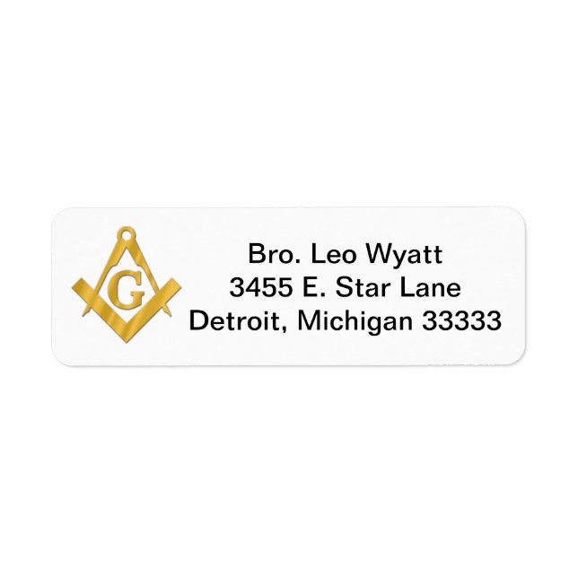 Mason or Masonic Return Mailing Label (Front)