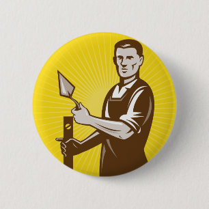 mason plasterer construction worker button