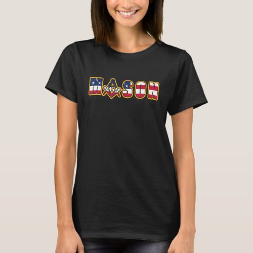 Mason Square  Compass Us Flag Masonic Independenc T_Shirt