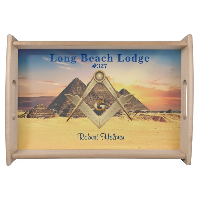 Mason Symbol and Pyramids Monogramed Serving Tray (Front)