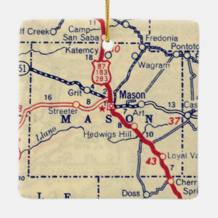 Mason TX Vintage Map Ceramic Ornament