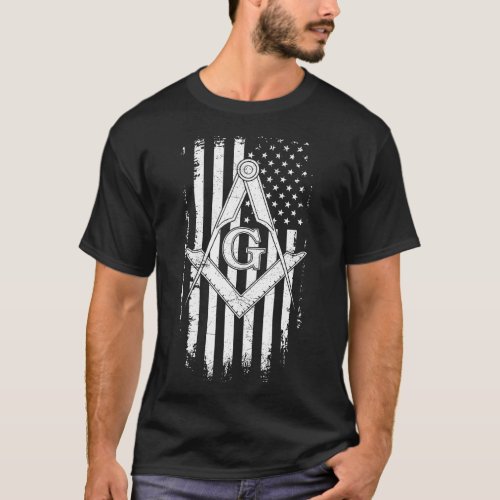 Masonic American Flag Square and Compass _ Freemas T_Shirt