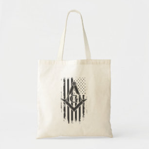 Masonic American Flag Square And Compass  Tote Bag