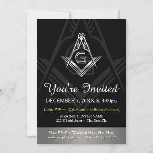 Masonic Annual Installation of Officers Invitation