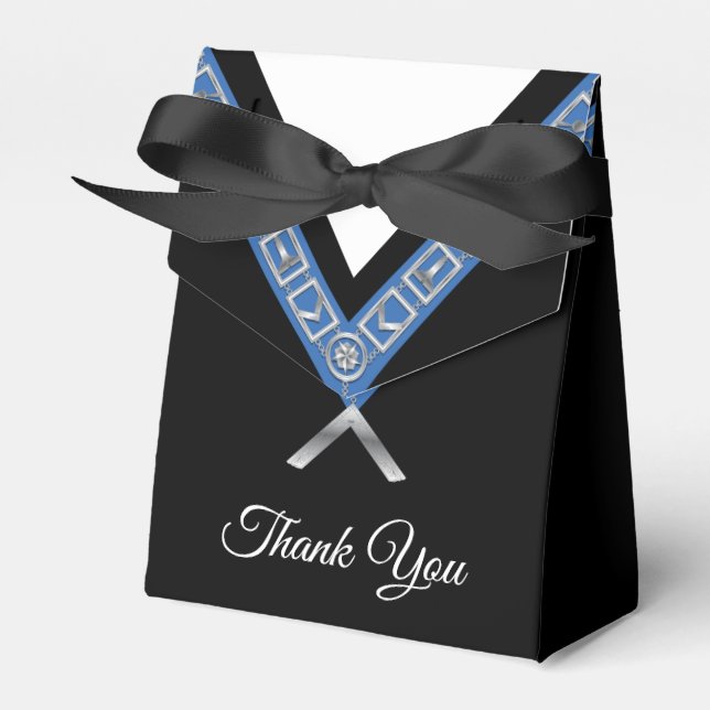 Masonic Black Tuxedo Template Thank You Party Favor Boxes (Front Side)