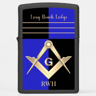 Masonic Blue and Black Monogrammed Zippo Lighter