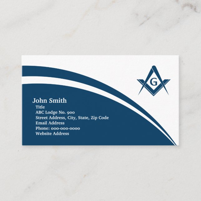 Masonic Blue Curve Business Card (Front)