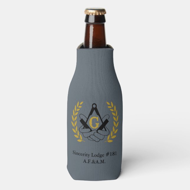 Masonic bottle cozy cooler (Bottle Front)