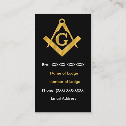Customizable Masonic Business Black and Gold Business Card