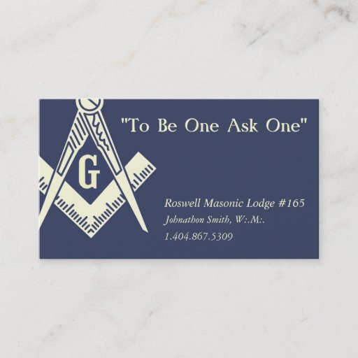 Customizable Masonic Business Card Business Cards