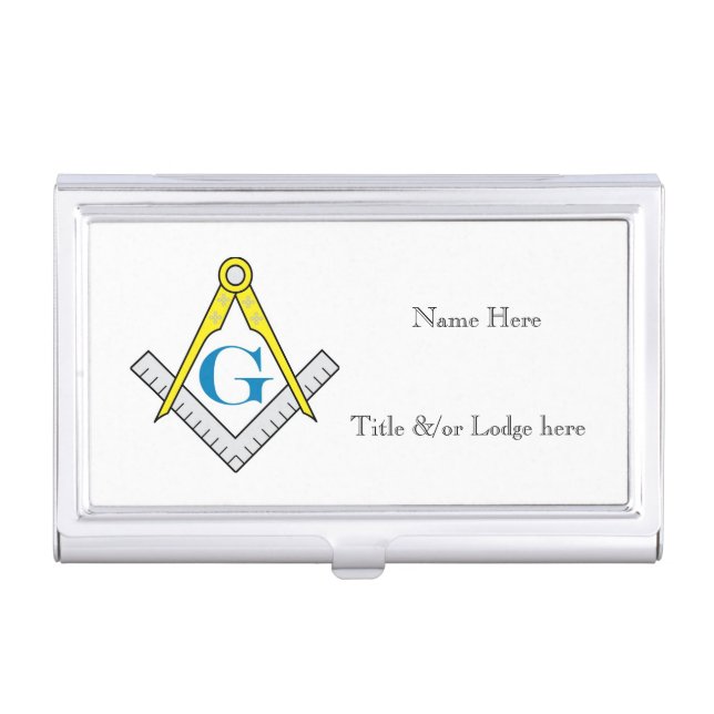 Masonic Business Card Case, personalized Case (Front)