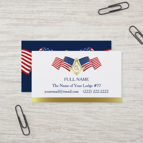 Masonic Business Card Template  American Flag