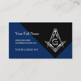 Masonic Business Card Template   Blue & Silver