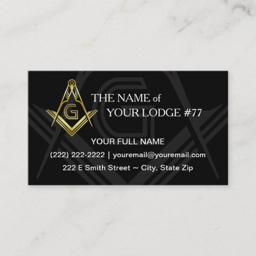 Masonic Business Cards  Black and Gold Freemason