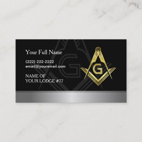 Masonic Business Cards  Black Gold  Silver