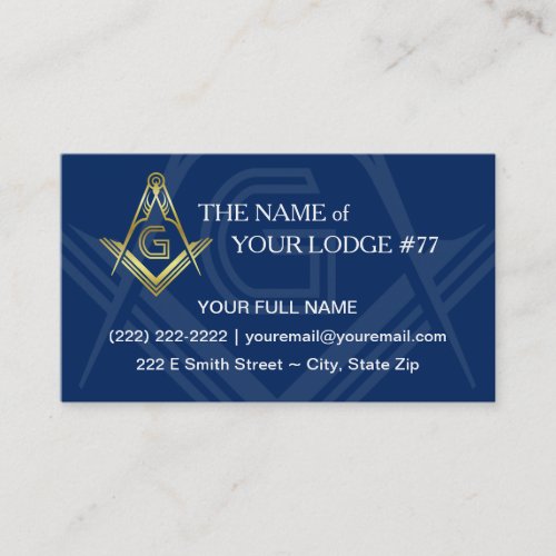 Masonic Business Cards  Navy Blue Gold Freemason