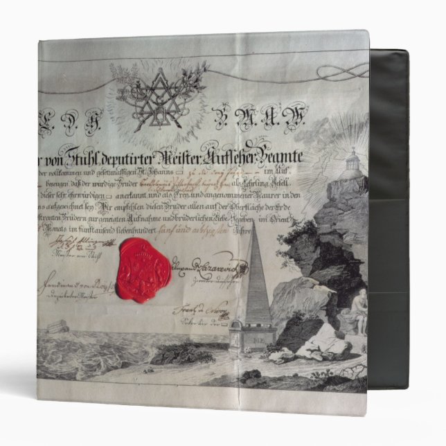 Masonic certificate, 1785 3 ring binder (Front/Inside)