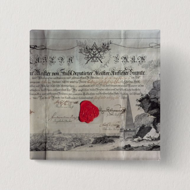 Masonic certificate, 1785 button (Front)