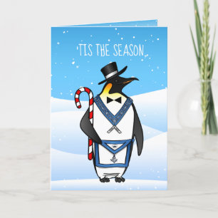 Masonic Christmas Cards Freemason Holiday Penguin