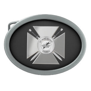 Masonic cross oval belt buckle