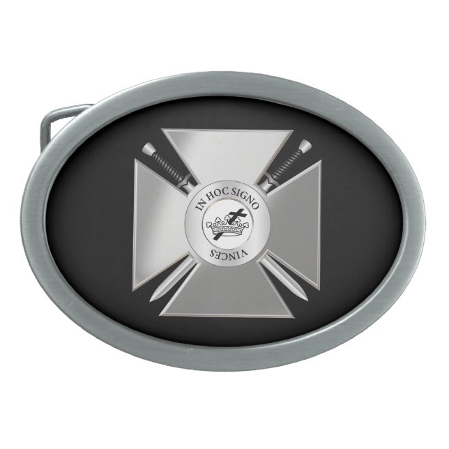 Masonic cross oval belt buckle (Front)