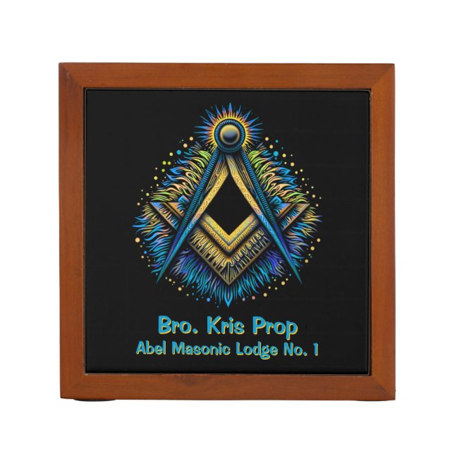 Masonic Desk Organizer Gift for Mason (Front)