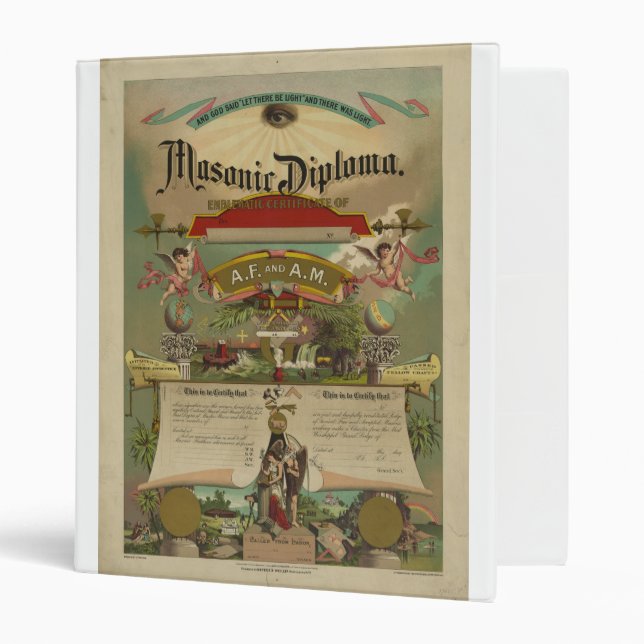 Masonic Diploma Freemason Freemasonry 1891 Binder (Front/Inside)