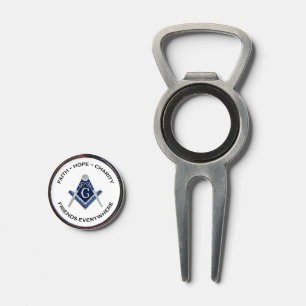 Masonic Divot Tool Bottle Opener Blue