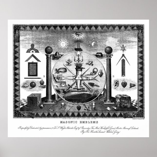 Masonic Emblems Chart from 1874 (Front)
