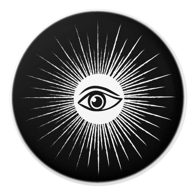 Masonic eye ceramic knob (Front)
