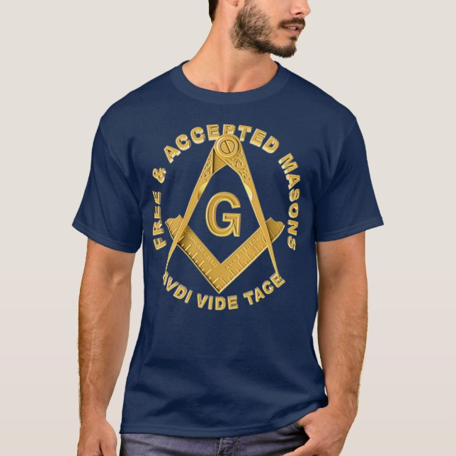 Masonic F  AM Masons Square  Compass Freemason T-Shirt (Front)
