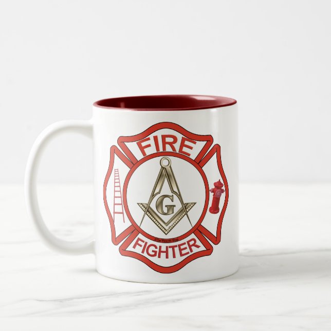 MASONIC FIRE-FIGHTERS Two-Tone COFFEE MUG (Left)