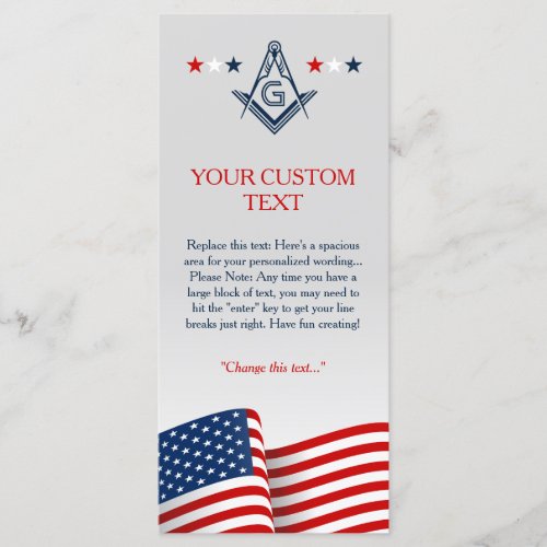 Masonic Flag Ceremony Card American Freemason Program