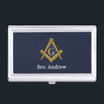 Masonic Freemason Freemasons Square and Compass Business Card Case<br><div class="desc">Blue,  Freemason,  Freemasonry,  Mason,  masonic,  square and compass Men's Business card holder.</div>